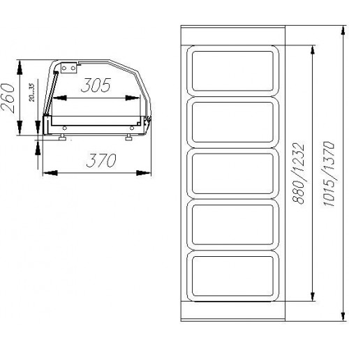 Тепловая витрина Carboma A37 SH 1,0-1 (ВТ-1,0) (5 GN 1/3)