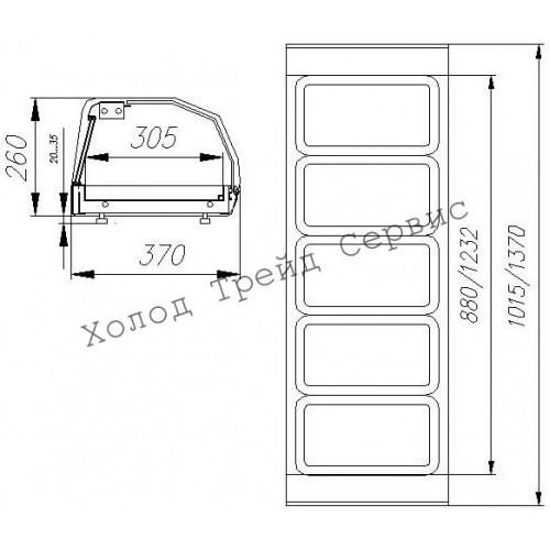 Тепловая витрина Carboma A37 SH 1,5-1 (ВТ-1,5) (7 GN 1/3)