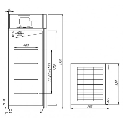 Шкаф с высоким уровнем контроля влажности Carboma PRO M700GN-1-G-HHC 9005 (сыр, мясо)