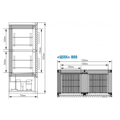 Комбинированный холодильный шкаф Марихолодмаш ШХК-800